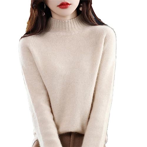 Damen-Pullover Mit Rollkragen, Kaschmir, Wolle, Langärmelig, Gestrickt, Modische Pullover Beige XL von Generic