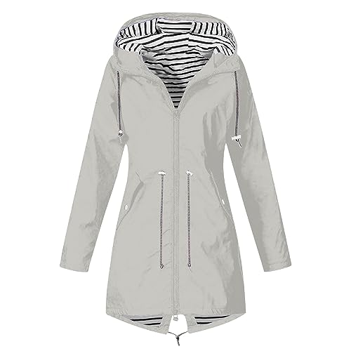 Generic Damen Regenjacke 'Oh! Nass'is!' II mit Innenfutter - Regenmantel Outdoorjacke Regenparka wasserdicht modisch tailliert Happy New Year 2024 von Generic