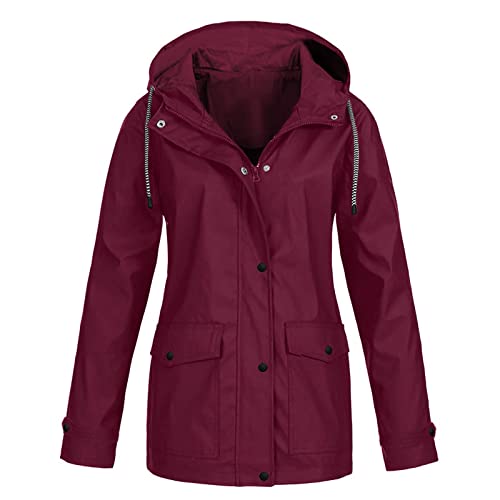 Damen Regenjacke mit Kapuze Wasserdicht Windbreaker Leichte Outdoorjacke Wasserdichter Windproof Regenmantel Atmungsaktiv Wetterfest Übergangsjacke Herbst- und Winterjacke Geschenke für Frauen von Generic