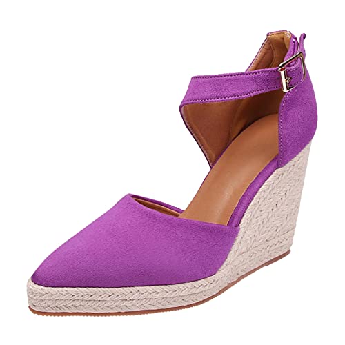 Damen-Sandalen, Keilabsatz, klassisch, Sandalen, Plattform, Sommer, Sandalen, Strandschuhe, flache Schuhe für Damen, B Violett., 38 EU Damen-Sandalen, Keilabsatz, klassisch, Sandalen, Plattform, Sommer, Sandalen, Strandschuhe, flache Schuhe für Damen, B Violett., 38 EU von Generic