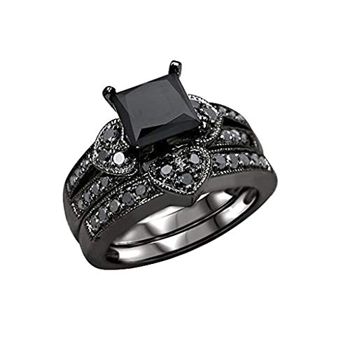 Damen Schmuck Liebesring Luxus hohl Kreative Ringe Kristall Ring, Schwarz , 36 von Generic