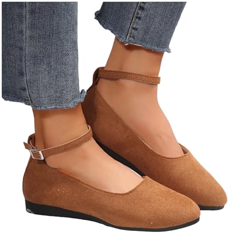 Damen Schuhe Slipper Halbschuhe 38 Damenschuhe Ethnische Freizeitschuhe Sommermode Hohl Atmungsaktiv Flacher Absatz Weiche Sohle Freizeitschuhe Orthopädische Schuhe Damen Breit (Brown, 43) von Generic