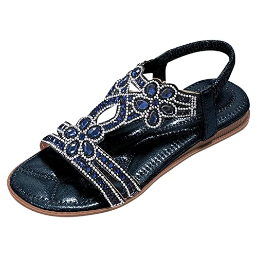 Damen Slingback-Sandalen mit Strass-Dekor, glamouröse Sandalen, elastische Knöchelriemen, lässige, böhmische Strandschuhe Schuhe Damen 41 Damenschuhe Mokassin Damenschuhe Rolling Soft (Dark Blue, 41) Damen Slingback-Sandalen mit Strass-Dekor, glamouröse Sandalen, elastische Knöchelriemen, lässige, böhmische Strandschuhe Schuhe Damen 41 Damenschuhe Mokassin Damenschuhe Rolling Soft (Dark Blue, 41) von Generic