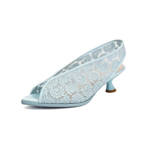 Damen Slip Auf Slingback Sandalen Peeptoe Spitze Ausschnitt Sommer Sandalen Mittlerer Kätzchen Absatz Partei Abschlussball Kleid Schuhe,Blau,37.5 EU Damen Slip Auf Slingback Sandalen Peeptoe Spitze Ausschnitt Sommer Sandalen Mittlerer Kätzchen Absatz Partei Abschlussball Kleid Schuhe,Blau,37.5 EU von Generic