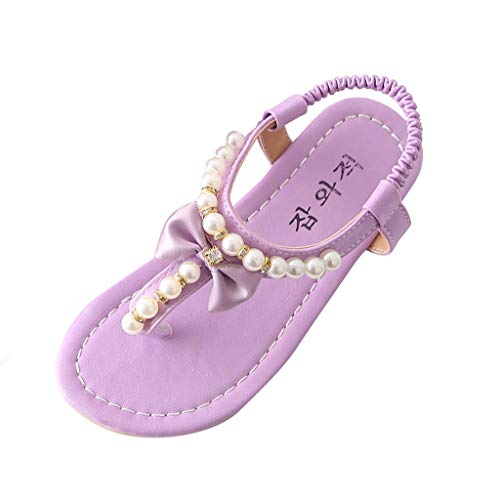 Damen Sneaker Strand Mädchen Sandalen Sommer Perle Schuhe Kleinkind Baby Schuhe Winterschuhe (Purple, 10 Years) von Generic