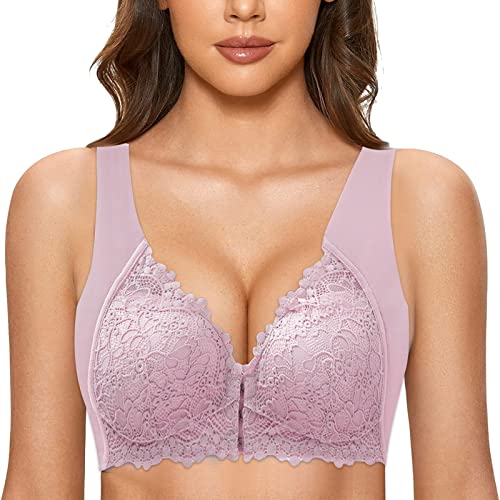 BH Damen Soft Spitzen BH ohne Bügel Vorderverschluss Gepolstert Bralette Nahtlose Bustier Push up Bügelloser Weicher Bustier Atmungsaktiver Bra Yoga Bra Spitze Cups Schlafen Bra BH Damen Soft Spitzen BH ohne Bügel Vorderverschluss Gepolstert Bralette Nahtlose Bustier Push up Bügelloser Weicher Bustier Atmungsaktiver Bra Yoga Bra Spitze Cups Schlafen Bra von Generic