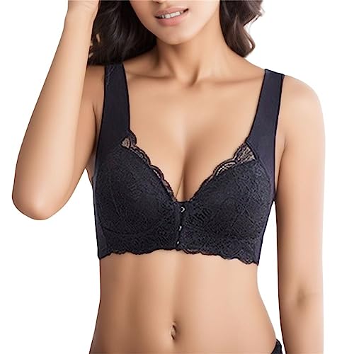 BH Damen Soft Spitzen Vorderverschluss Gepolstert Bralette Nahtlose Bustier Push-Up Bügelloser Weicher Atmungsaktiver Yoga Spitze Cups Schlafen BH Damen Soft Spitzen Vorderverschluss Gepolstert Bralette Nahtlose Bustier Push-Up Bügelloser Weicher Atmungsaktiver Yoga Spitze Cups Schlafen von Generic