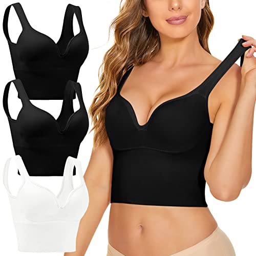Damen Sport BH Starker Halt Große Brüste - 3er Set - Ohne Bügel BH Push Up BH Rückenfrei Bustier Yoga BH Gepolstert Sports Bra Crop Top Klassische Bequem Stretch Bra für Fitness Lauf Joggen Damen Sport BH Starker Halt Große Brüste - 3er Set - Ohne Bügel BH Push Up BH Rückenfrei Bustier Yoga BH Gepolstert Sports Bra Crop Top Klassische Bequem Stretch Bra für Fitness Lauf Joggen von Generic