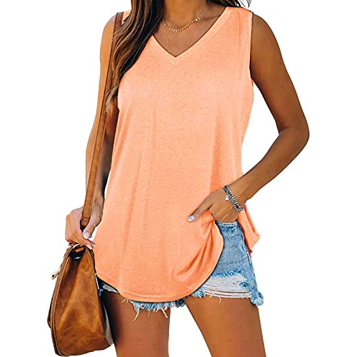 Damen Sport Shirt，lauf t Shirt Frauen,Yoga Fitness Tank Top，Sommer ärmellose Weste，Sportshirt Damen Kurzarm，Tanktops Frauen，Ringerrücken Obertei，Yoga Weste，V-Ausschnitt，Atmungsaktive Vest von Generic