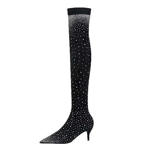 Damen-Stretch-Strassstiefel Glitzernde Overknee-Stiefel Strass-Stretch-Sockenstiefel All Over Diamond Pointy Toe Oberschenkel Hohe Stiletto-Lange Stiefel Damen-Stretch-Strassstiefel Glitzernde Overknee-Stiefel Strass-Stretch-Sockenstiefel All Over Diamond Pointy Toe Oberschenkel Hohe Stiletto-Lange Stiefel von Generic