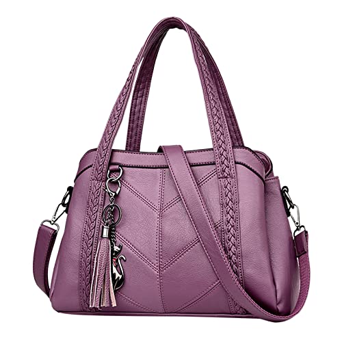 Damen Tasche Handtasche Weiches Große Kapazität Umhängetasche Frauen Tasche Luxus Geldbörsen Handtasche Taschen Und Rucksäcke (Purple, One Size) von Generic