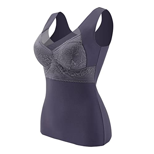 Damen Unterhemd Spitze BH Hemd Winter Warm Thermo Fleece Unterhemden mit BH Damen Ohne Bügel Bustier Thermounterhemd mit Cups V-Ausschnitt Ärmellos Gefütterte Shapewear Tank Top Eingebauter BH Damen Unterhemd Spitze BH Hemd Winter Warm Thermo Fleece Unterhemden mit BH Damen Ohne Bügel Bustier Thermounterhemd mit Cups V-Ausschnitt Ärmellos Gefütterte Shapewear Tank Top Eingebauter BH von Generic