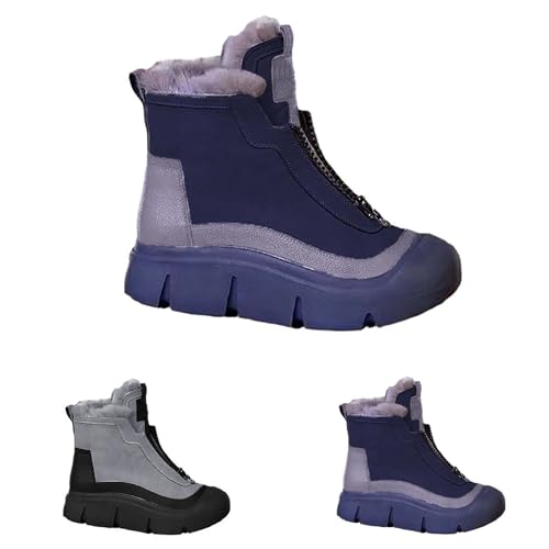 Damen Winter Schneestiefel Regenstiefel mit Reißverschluss Warm Gepolstert Hochwertige Stiefel Dicke Sohle Stabile Anti-Rutsch Schuhe Baumwolle Schuhe Schnee Turnschuhe Anti-Smash Sicherheitsschuhe von Generic