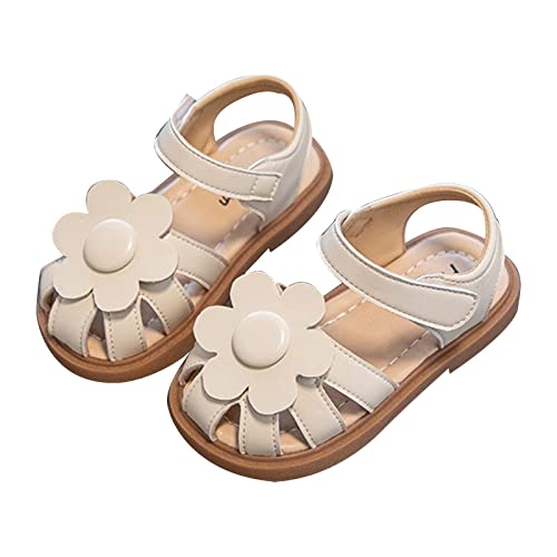 Damenschuhe Größe 35 Kinder Mädchen Sandalen Sommer Blumen Eingewickelt Weichen Boden Prinzessin Schuhe Mit Rock Set Tägliche Tragen Gummistiefel Kinder (Beige, 27 Little Child) von Generic