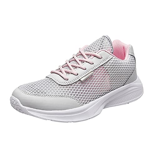 Damenschuhe Sommerschuhe 39 Freizeit Damen Schnürschuhe mit weicher Sohle Bequeme Schuhe Outdoor Mesh Schuhe Runing Mode Sport Atmungsaktive Turnschuhe Schuhe Silber Damen (Pink, 39) von Generic