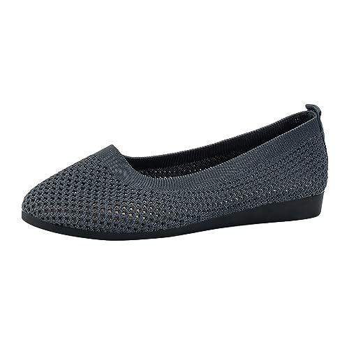 Damenschuhe Weite H Slipper Sommermode Damen-Sneaker mit spitzer Zehenpartie, gestreifter Mesh-Stoff, Bequeme Freizeitschuhe College Schuhe Damen Blau (Dark Gray, 38) von Generic