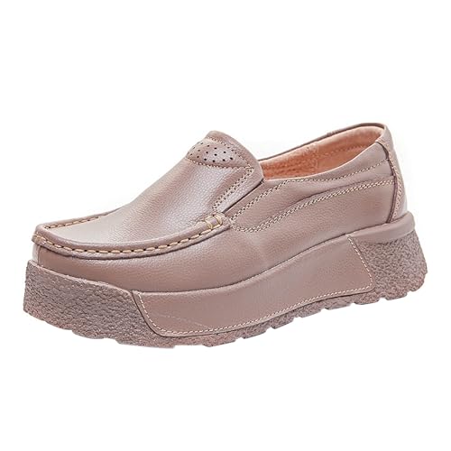 Damenschuhe Winter 38 Lässige, runde Zehenpartie für Damen, einfarbig, große Größe, Mutterschuhe, niedriges Plateau, Freizeitschuhe Fahrrad Schuhe Damen klick (Pink, 36) von Generic