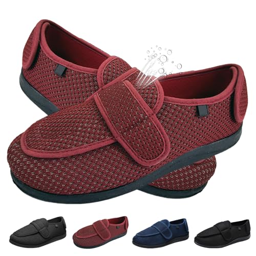 Diabetiker Slipper Damen Extra Weit Orthopädische Hausschuhe, Atmungsaktive Rutschfest für Geschwollene, Hausschuhe für Geschwollene Füße Senioren EU 34(22.5cm/8.8in) von Generic