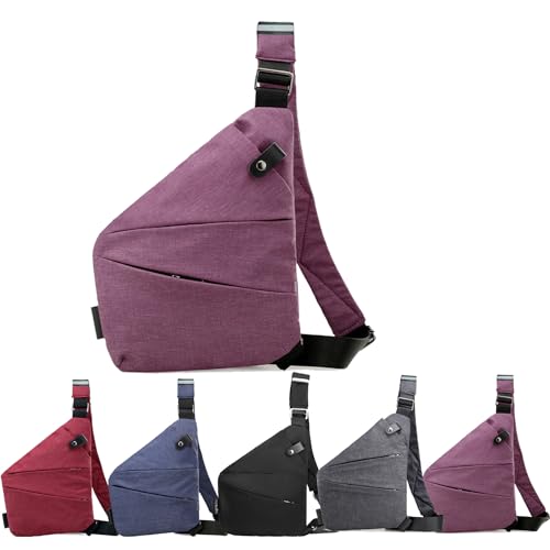 Diebstahlsichere Umhängetasche,Diebstahlsichere Reisetasche,Diebstahlsichere Tasche,Anti-Diebstahl Tasche Damen Herren (Rechts, Lila) von Generic