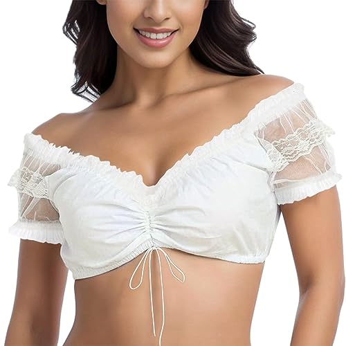 Dirndl Bluse Damen Dirndlblusen Elegante Halbarm Bluse Spitze Dirndlbluse Weiß Trachtenbluse Kurzarm Tracht Blusen Oktoberfest Kostüm Dirndlblusen Blusenshirt Hemdbluse Große Größen (A-White 26, S) Dirndl Bluse Damen Dirndlblusen Elegante Halbarm Bluse Spitze Dirndlbluse Weiß Trachtenbluse Kurzarm Tracht Blusen Oktoberfest Kostüm Dirndlblusen Blusenshirt Hemdbluse Große Größen (A-White 26, S) von Generic