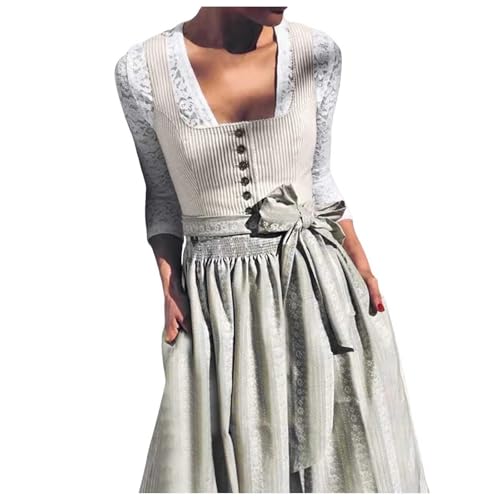 Dirndl Damen Midi Trachtenkleid Schlicht Outfit Knielang Dirndlkleid Trachtenmode Vintage Set Elegant Kostüm Für Oktoberfest Mit Spitzenschürze Dirndl Damen Midi Trachtenkleid Schlicht Outfit Knielang Dirndlkleid Trachtenmode Vintage Set Elegant Kostüm Für Oktoberfest Mit Spitzenschürze von Generic