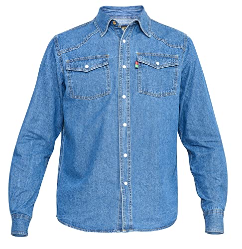 Dukes D555 Herren Kingsize Jeanshemd (6XL (86 cm), Colwood Denim) von Generic