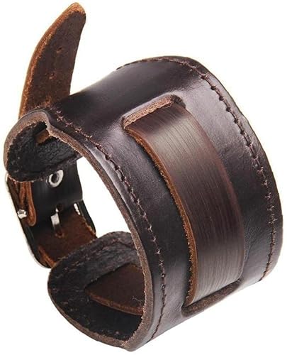 Edelsteinarmband Bulk, Lederarmband, breite Manschette, Punk-Wrap-Armband, verstellbarer Riemen, Armband für Männer Geschickt und professionell von Generic