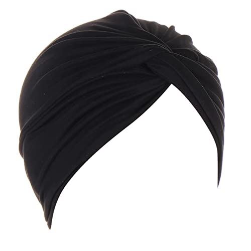 Einfaches Unisex-Haarband Damen-Turbane, Knoten, vorgebundene Mütze, Headwraps, Hüte Einfaches Haarband für Frauen (Black, One Size) von Generic