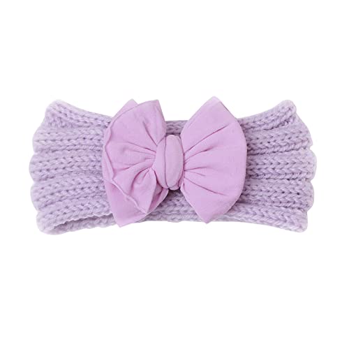 Elastische Kopfbedeckung für kleine Mädchen Kleinkind Baby Jungen Mädchen gestrickt Color Block Bowknot Haarband Kopfbedeckung Stirnband (Purple, One Size) von Generic