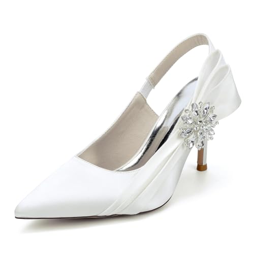 Elegante Brautschuhe mit 8,5 cm Absatz – Pumps mit spitzer Spitze und Knöchelriemen, perfekt für Hochzeiten, das Büro und besondere Anlässe,Elfenbein,38.5 EU Elegante Brautschuhe mit 8,5 cm Absatz – Pumps mit spitzer Spitze und Knöchelriemen, perfekt für Hochzeiten, das Büro und besondere Anlässe,Elfenbein,38.5 EU von Generic