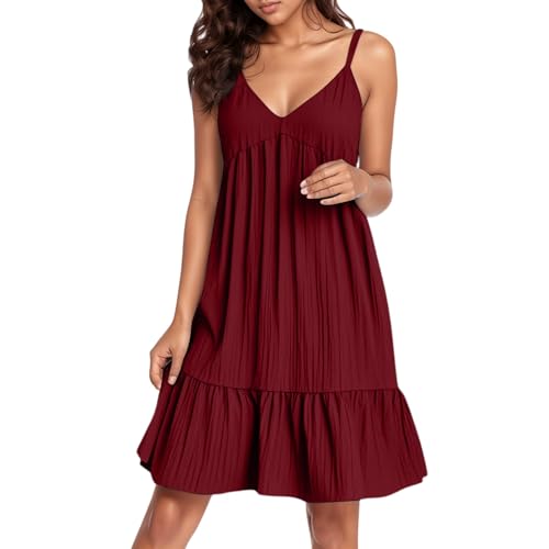 Elegante Kleider Damen Einfarbige Kurz Frauen Locker Knielang Kleid Swing A-Linie Blusenkleid Leicht Und Luftig Strandkleid Casual Boho Shirtkleid Tunika Cocktailkleid Partykleid Elegante Kleider Damen Einfarbige Kurz Frauen Locker Knielang Kleid Swing A-Linie Blusenkleid Leicht Und Luftig Strandkleid Casual Boho Shirtkleid Tunika Cocktailkleid Partykleid von Generic