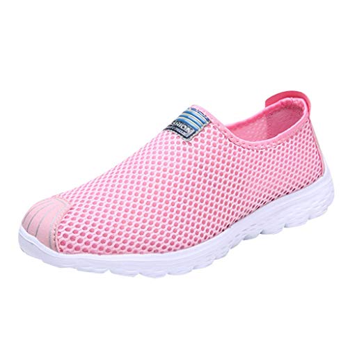 Fingerlose Handschuhe Herren Sommer Damenmode-Sneaker, solide Freizeit, draußen, lässig, Sneaker-Schuhe, atmungsaktives Mesh-Sneaker, Schuh, Laufen, Gehen Pink 38 von Generic