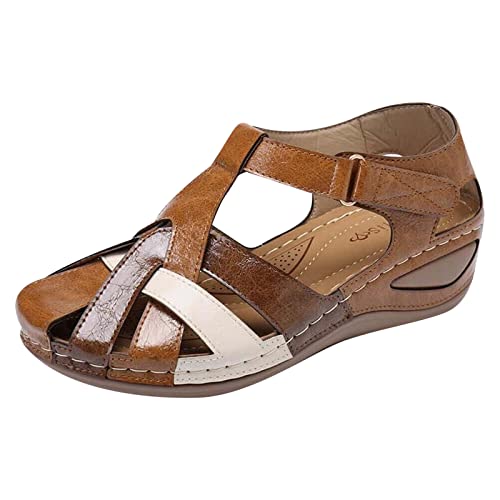 Fingerlose Handschuhe Herren Sommer Geschlossene Zehensandalen aus weichem Leder, Sommerschuhe für Damen, rutschfeste Vintage-Sandalen, Bequeme Strandhausschuhe Z-146 Brown 39 von Generic