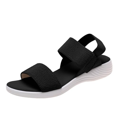 Flache Sandalen Damen Sommer Offene Schuhe Schicke Bequem Latschen Breite Füße Sommerschuhe Sandaletten mit Elastischen Riemen Sport Outdoor Plateau Sandals für Freizeit Alltag Flache Sandalen Damen Sommer Offene Schuhe Schicke Bequem Latschen Breite Füße Sommerschuhe Sandaletten mit Elastischen Riemen Sport Outdoor Plateau Sandals für Freizeit Alltag von Generic