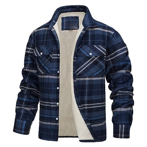 Flanellhemd Herren Holzfäller Jacke Gefüttert Holzfällerhemd Herren Karohemd Herren Karierte Jacke Herren Holzfällerhemd Herren Hemdjacke Herren Holzfäller Jacke Gefüttert Holzfäller Jacke Blau 4XL von Generic