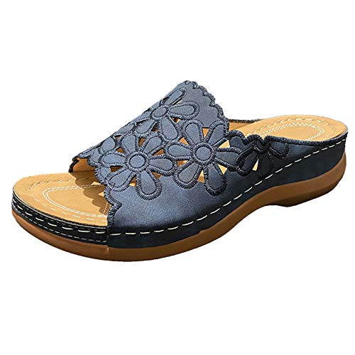 Flip-Flops, Unisex, für Erwachsene, Sommer, 2023, mit Plattform, Strand, Dusche, Strand, Hawaii, Pantoffeln, On-Cloud-Hausschuhe, Duschen, verstellbar, Dunkelblau, 42 EU von Generic