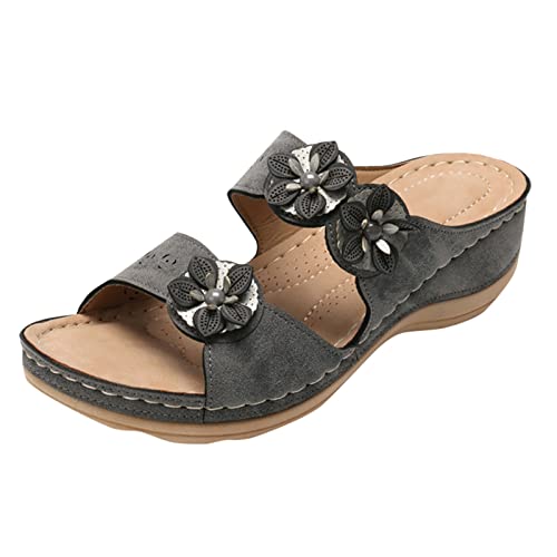 Frauen Bequeme Sandaletten Damen - Menschen Badelatschen Sommer Schwarz Espadrilles Flach Rutschfeste Weiche Unterseite Sandale Slippers für Kinder Adults von Generic