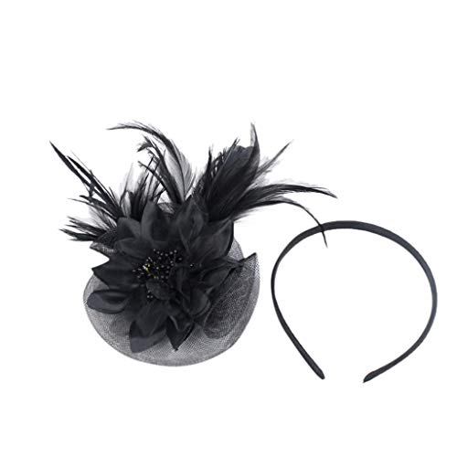 Frauen Haarnadel Hut Frauen Eleganter Fascinator Hut Damenhut Flower Derby Hut Frauen Accessoires Fascinators Tea Party Headwear Federn Clip Kopfschmuck Cocktailparty Hochzeit Haarschmuck von Generic