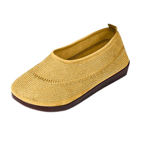 Frauen Mesh Walking Trainer Bogen Unterstützung Anti-Rutsch-auf Bequeme runde Schuhe Flache Mund lässige atmungsaktive leichte einfache Schuhe für die Arbeit Business Schuh für Fahren (Yellow, 38) Frauen Mesh Walking Trainer Bogen Unterstützung Anti-Rutsch-auf Bequeme runde Schuhe Flache Mund lässige atmungsaktive leichte einfache Schuhe für die Arbeit Business Schuh für Fahren (Yellow, 38) von Generic