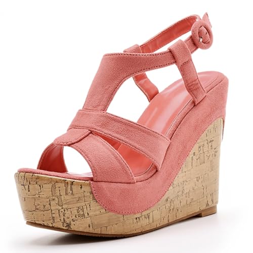Frauen Plattform Keil Sandalen Kork Slingback Wedges Espadrilles Heels Sommerschuhe,Rot,37.5 EU Frauen Plattform Keil Sandalen Kork Slingback Wedges Espadrilles Heels Sommerschuhe,Rot,37.5 EU von Generic