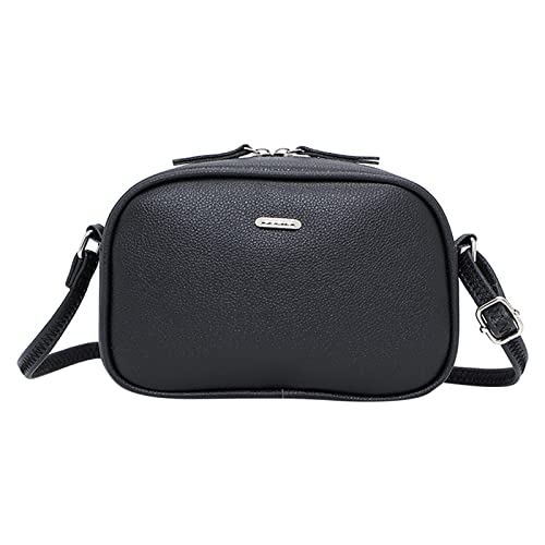 Frauen Schulter Tasche Mode Einfache Feste Farbe Muster Große Kapazität Praktische Zipper Messenger Tasche Geld Taschen Kellnerbörse (Black, One Size) von Generic