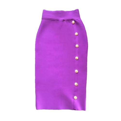 Frauen Sommer Elegante Midi Bleistiftrock Hohe Taille Schwarz Elastische Knopf Röcke, violett, 44 Frauen Sommer Elegante Midi Bleistiftrock Hohe Taille Schwarz Elastische Knopf Röcke, violett, 44 von Generic