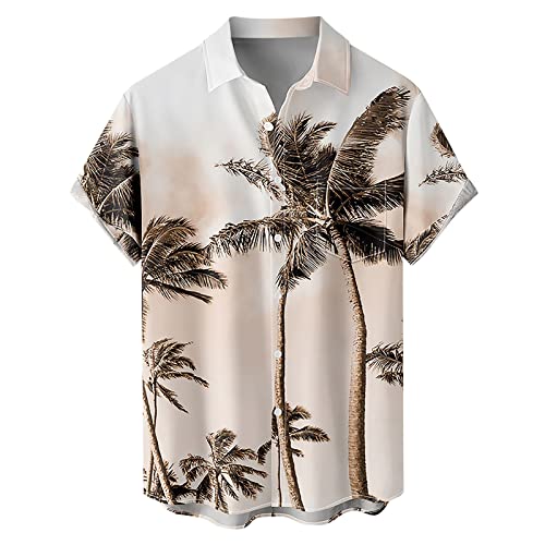Freizeithemd Herren Vintage Kurzarm Shirt Sommer Revers T-Shirt Hemd Gedruckt Hawaiihemd Hawaiihemd Knopfleiste Herrenhemden Stretch Sommerhemden von Generic