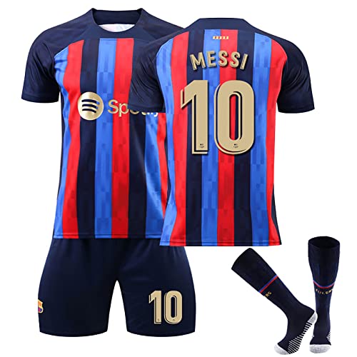 Red Blue Team Stripe,Barcelona Trikot Fußball, Trikot Kinder Erwachsene Kinder Sportbekleidung für Jungen Herren T shirt+Hose von Generic