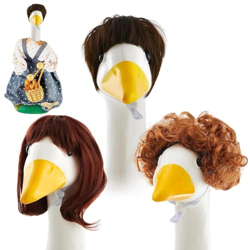-Gänseperücken, Gänse Haar Perücke, Süße -Gänse -Geflecht -Perücke, Set von 3 Rasen -Figur -Dekorkostümen, Terrassendekorationszubehör für Outdoor -Gänseperücken, Gänse Haar Perücke, Süße -Gänse -Geflecht -Perücke, Set von 3 Rasen -Figur -Dekorkostümen, Terrassendekorationszubehör für Outdoor von Generic