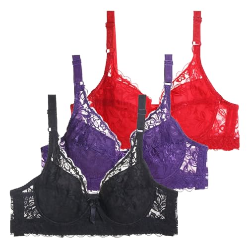 Generic 3er Pack BHS Damen mit Bügel Push Up BH Set Frauen Sexy Bustier Crop Top Sport-BHS Trainings-BH mit verstellbarem für Alltag Yoga Fitness Sport Outdoor Der Bequeme, Flexible Damen BH Generic 3er Pack BHS Damen mit Bügel Push Up BH Set Frauen Sexy Bustier Crop Top Sport-BHS Trainings-BH mit verstellbarem für Alltag Yoga Fitness Sport Outdoor Der Bequeme, Flexible Damen BH von Generic