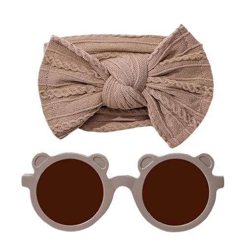 Generic Baby-Stirnbänder mit Schleifen,Stirnband-Schleifen für Baby-Mädchen,Kinder-Brillen-Haarband-Sets | Weiche Nylon-Baby-Stirnbänder mit Sonnenbrille, Baby-Mädchen-Stirnbänder mit Schleife für von Generic