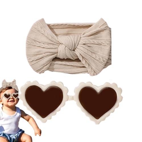 Generic Baby-Stirnband-Bögen,Baby-Bogen-Stirnbänder,Baby-Stirnbänder und Brillen-Set - Weiche elastische Nylon-Haarbänder, Neugeborenen-Schleifen-Stirnbänder mit Baby-Sonnenbrillen-Set, von Generic