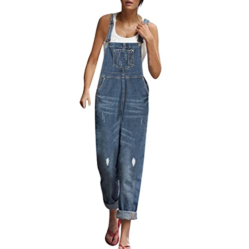 Generic Damen Latzhose Jeans Hose Vintage Loose fit Jumpsuit Overall Denim Playsuit Romper Damen Weites Bein Jeans Damen Baggy Weite Freundschaftsparty Jeans Damen Y2k Latzhose Jeans von Generic