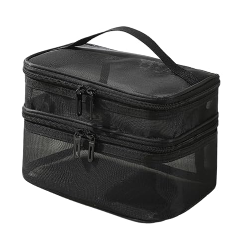 Generic Doppelschichtige Kulturtasche, Tragetasche, Handtasche, Badezimmer, Kosmetik-Organizer für Nagellack, Schwarz von Generic